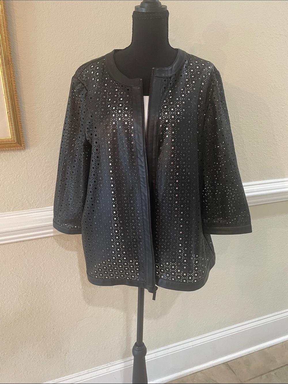 Black Laser-Cut Jacket - Women's Jacket & Coat